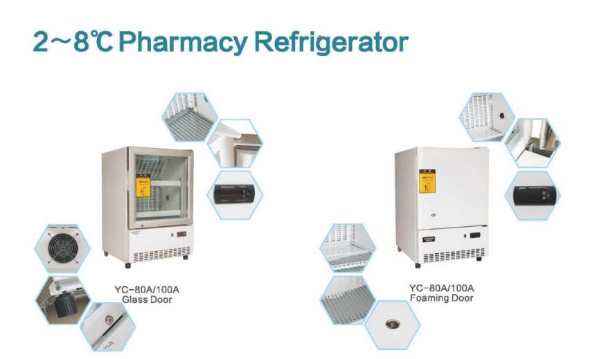 Réfrigérateur de pharmacie YC-80, 2-8℃, 80 litres